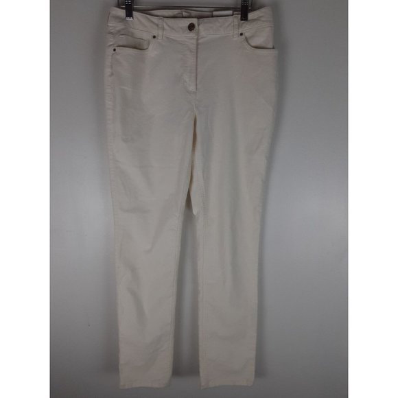 Chicos Womens Ivory White Ultimate Fit Slim Leg Corduroy Jeans Mid Rise S - Picture 1 of 16